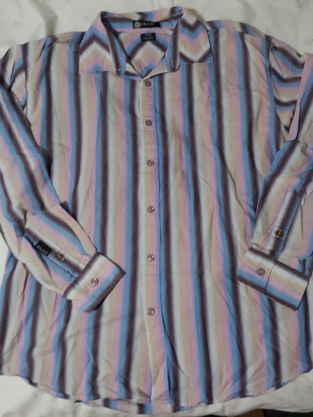 Sean John XXXL Button Down Shirt Ombre Stripes Black Pink Tan Blue